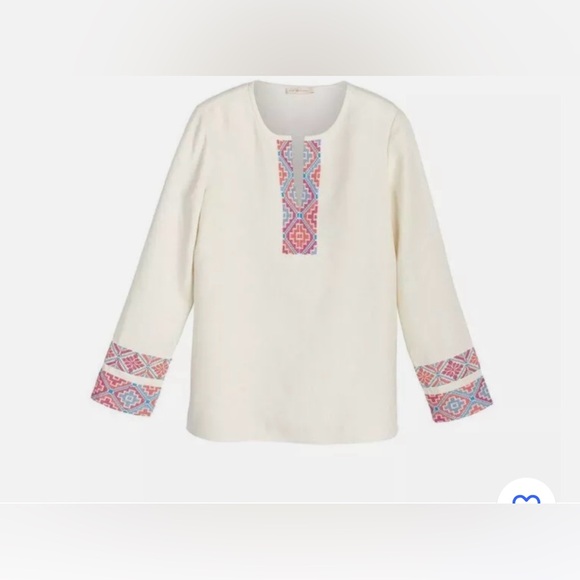 Tory Burch Tops - Tory Burch Mckenna Linen Embroidered Tunic in Ivory.